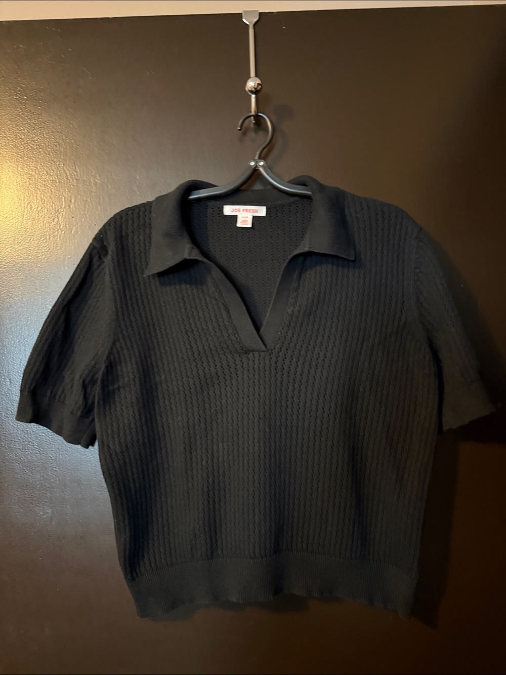 Joe Fresh Black Short-Sleeve Knit Polo